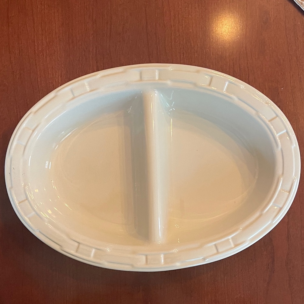 Longaberger Cream Oval Divided Dish